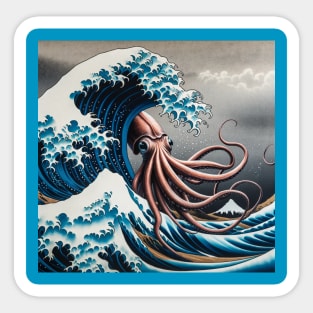 Kanagawa Giant Squid wave - Funny Mythical Sea Creature Meme Sticker